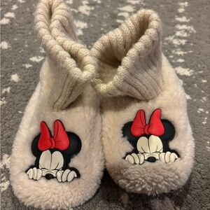Zara Kids Cream and Red Minnie Mouse Slippers
